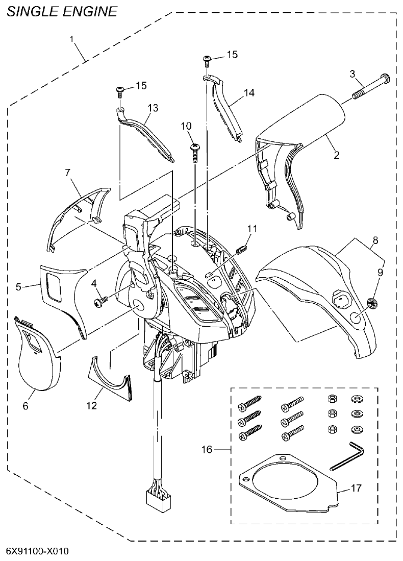 Yamaha F350BST, FL350BST DEC 1 (SINGLE) parts diagram